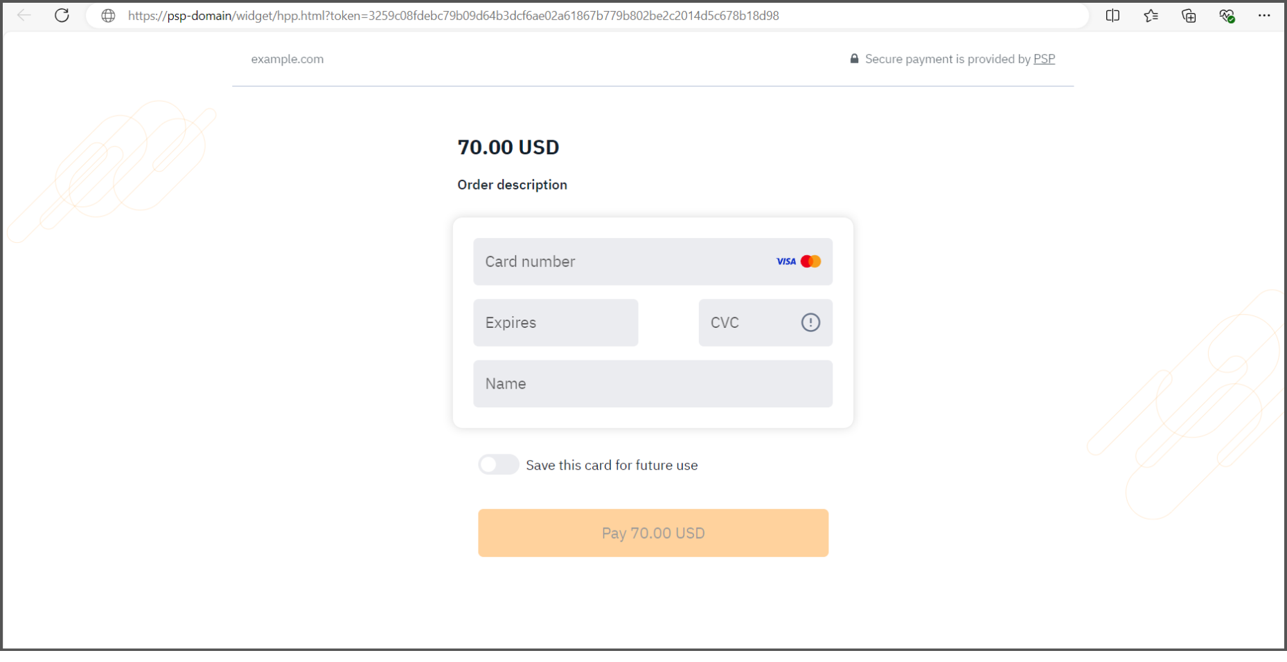 Payment page on MF STREAM domain